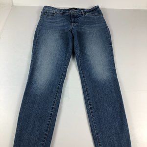 Lucky Brand Women's 28 Ava Skinny Fit Crop Blue Faded Stretch Frayed Denim Pants
